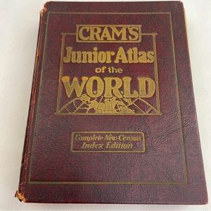 Cram's Junior Atlas Of The World New Census Index Edition Hardcover 1920s